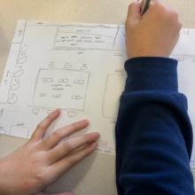 students creating floor plans for learning lab